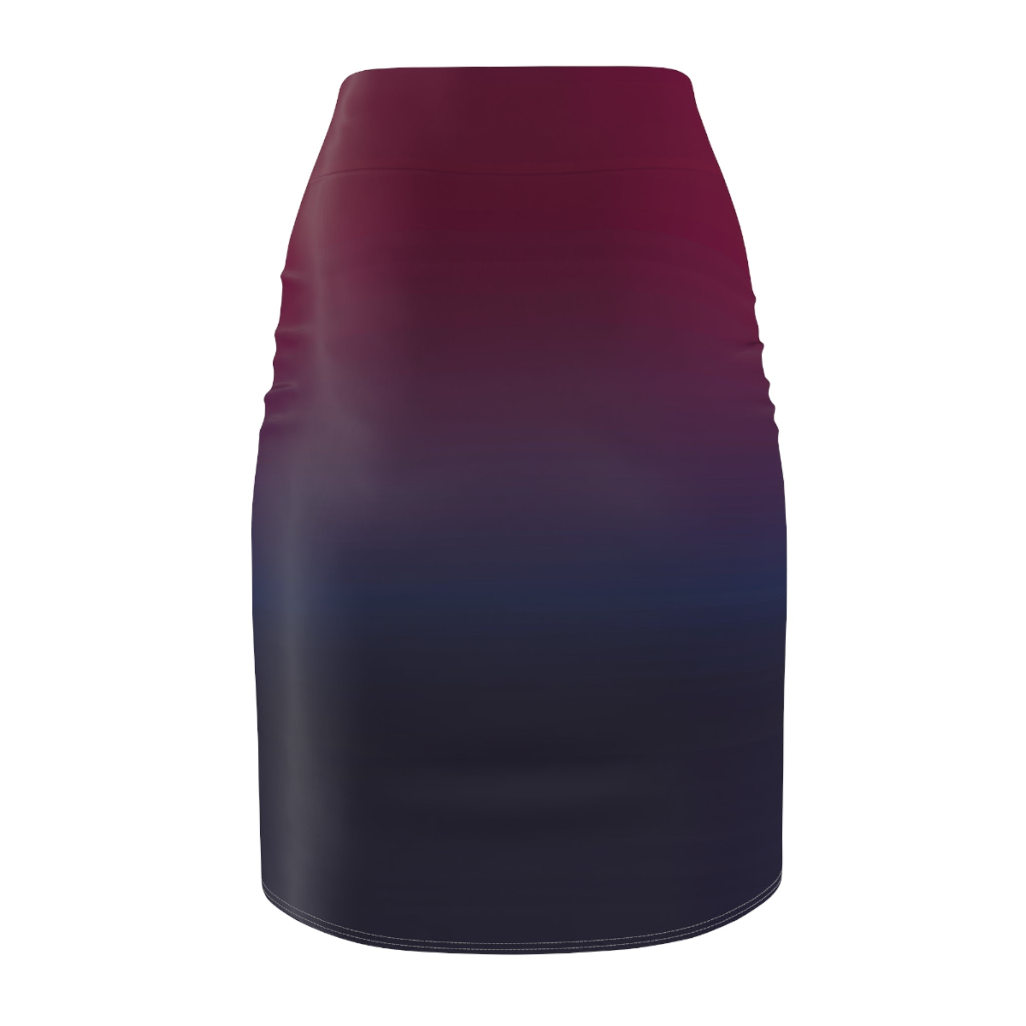 Women's Pencil Skirt | Burgundy to Navy Gradient Ombre Bodycon