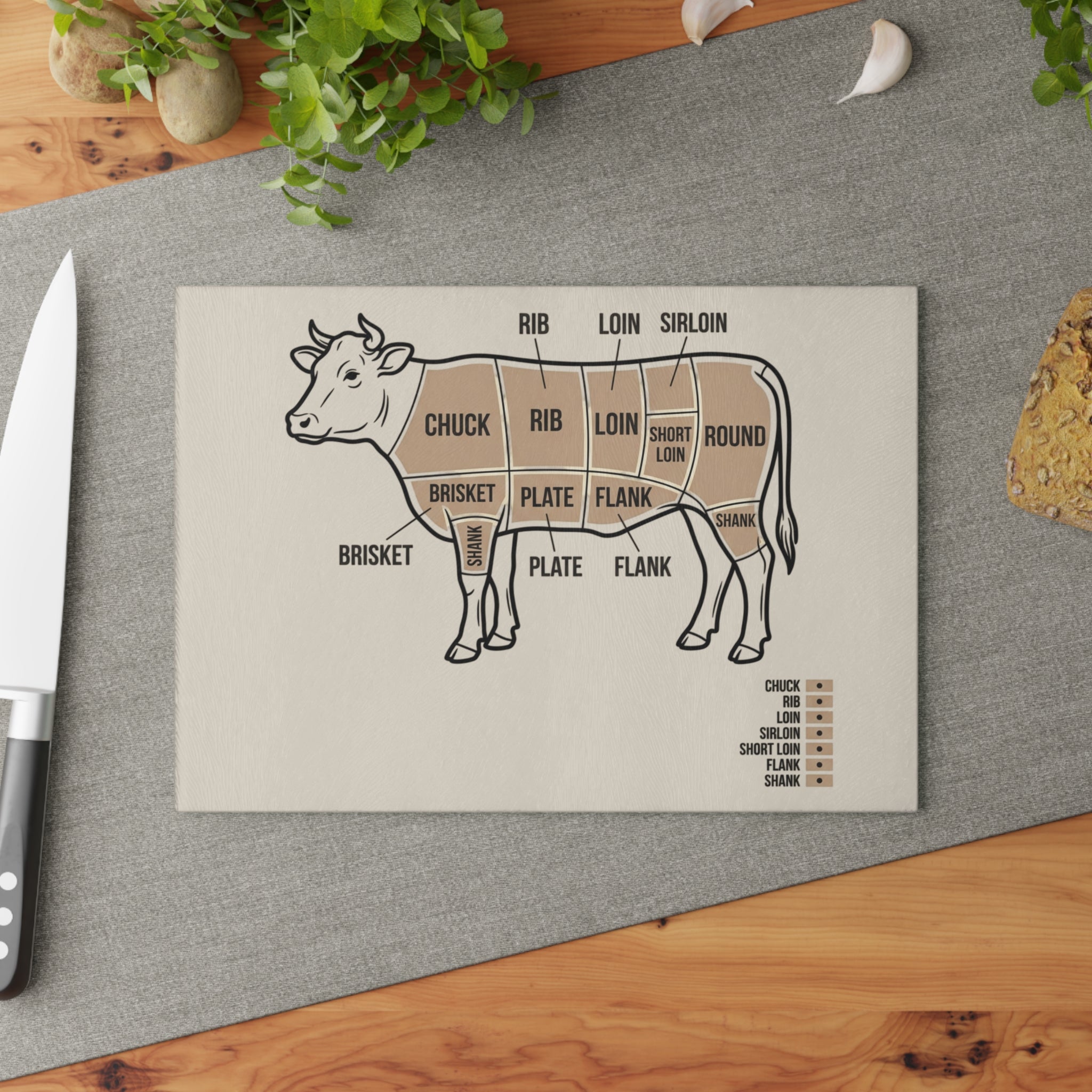 Glass Cutting Board | Meat Chart Cutting Board