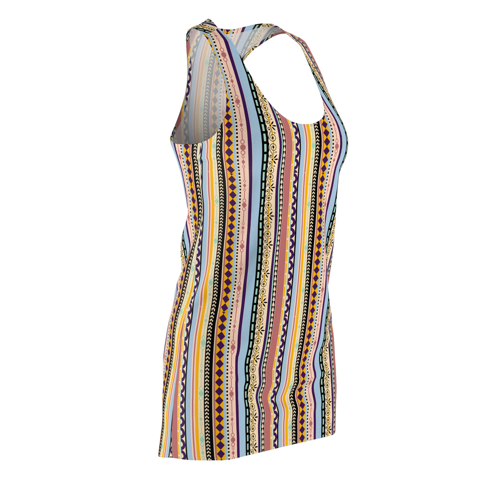Women's Racerback Dress – Colorful Boho Stripe Sleeveless Summer Dress