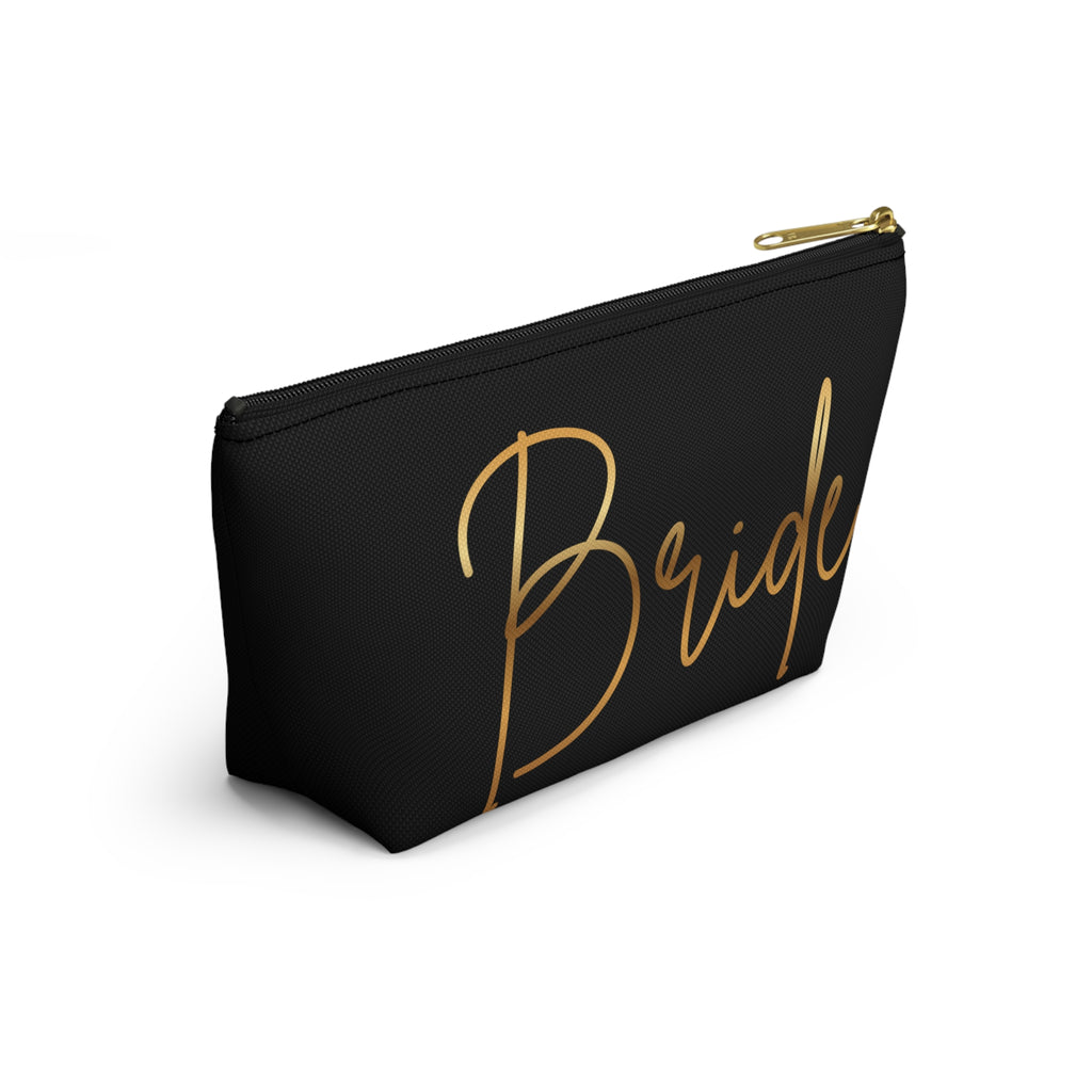 T Bottom Accessory Pouch | Bride in Gold Script Cosmetic Bag