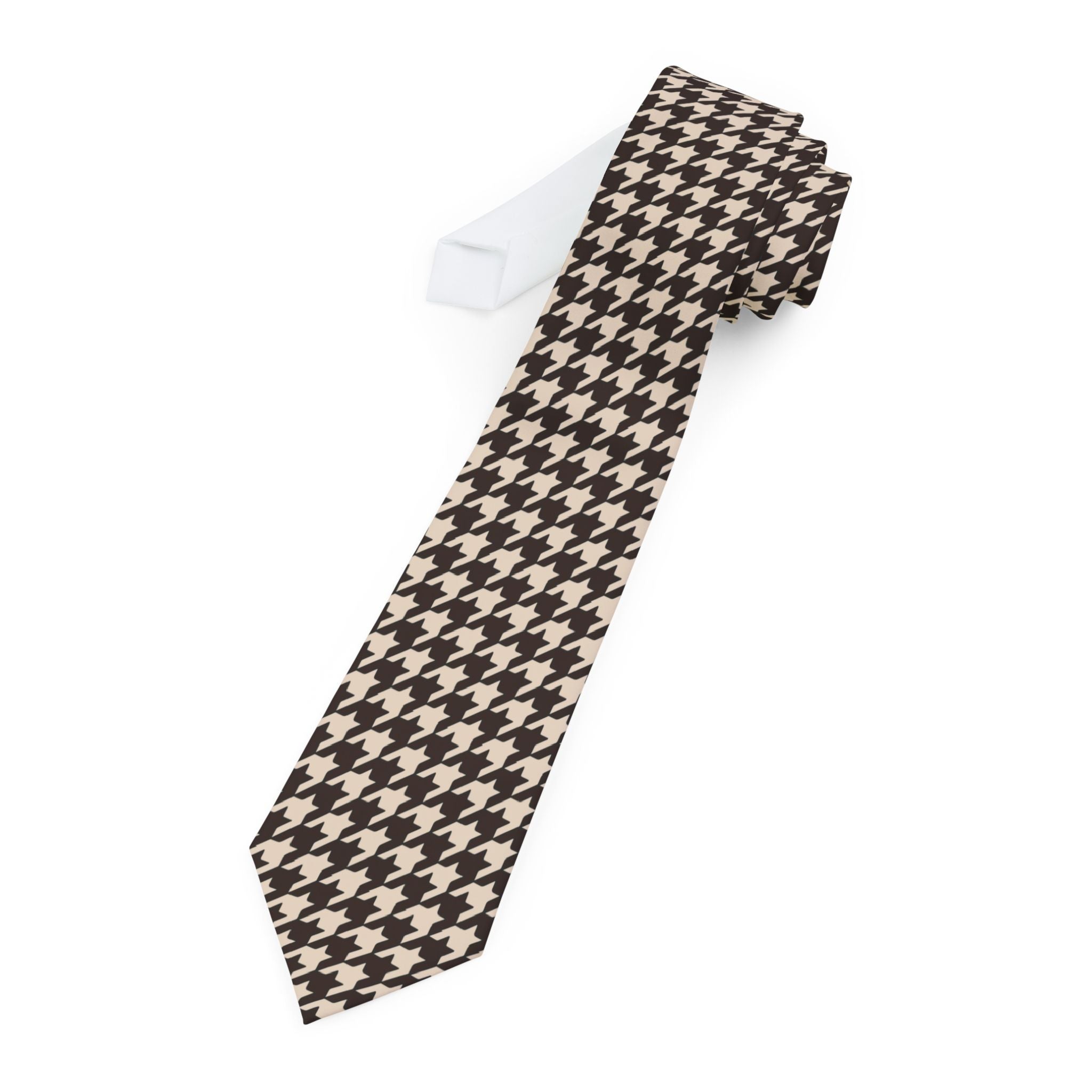 Necktie | Classic Black & Cream Houndstooth Patterned Tie for Formal Wear