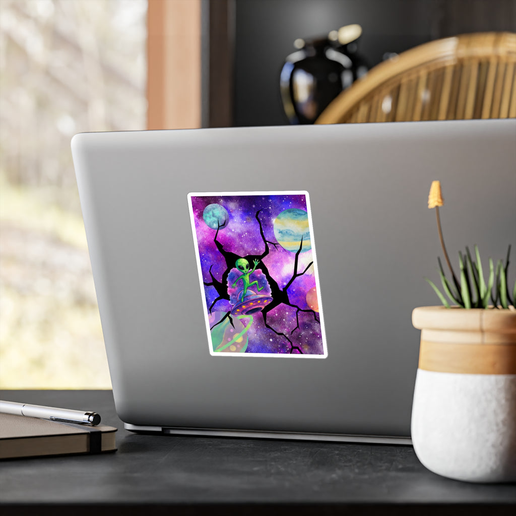 Vinyl Decal | Colorful Space Alien Kiss-Cut Sticker