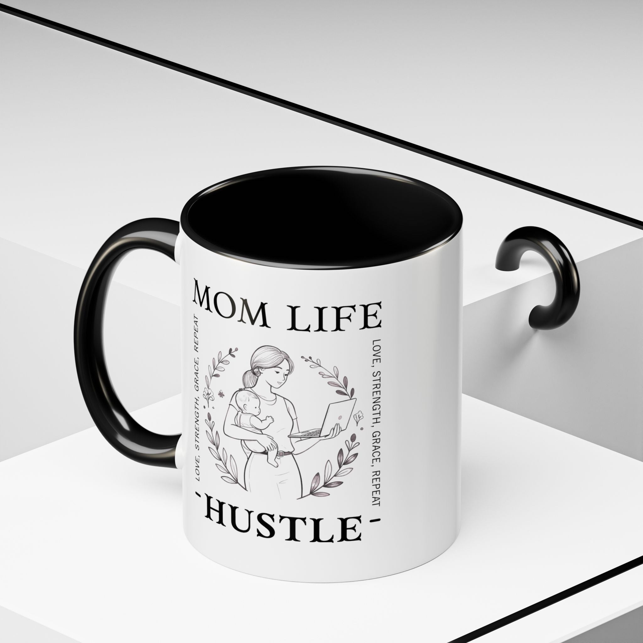 Mom Life Hustle Coffee Mug | Mom Life Accent Ceramic Mug 11/15oz