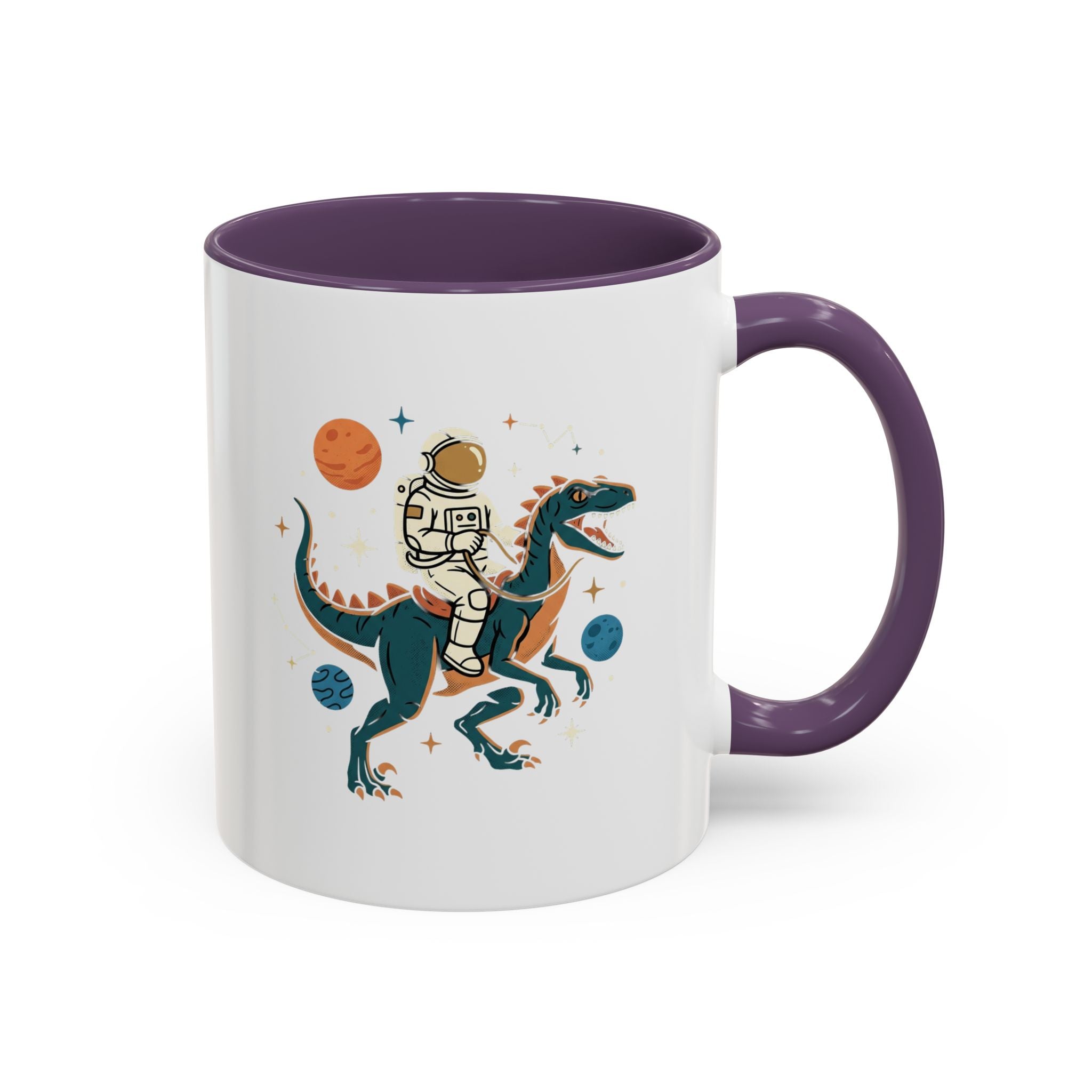 Coffee Mug | Astronaut Riding Velociraptor Accent Mug