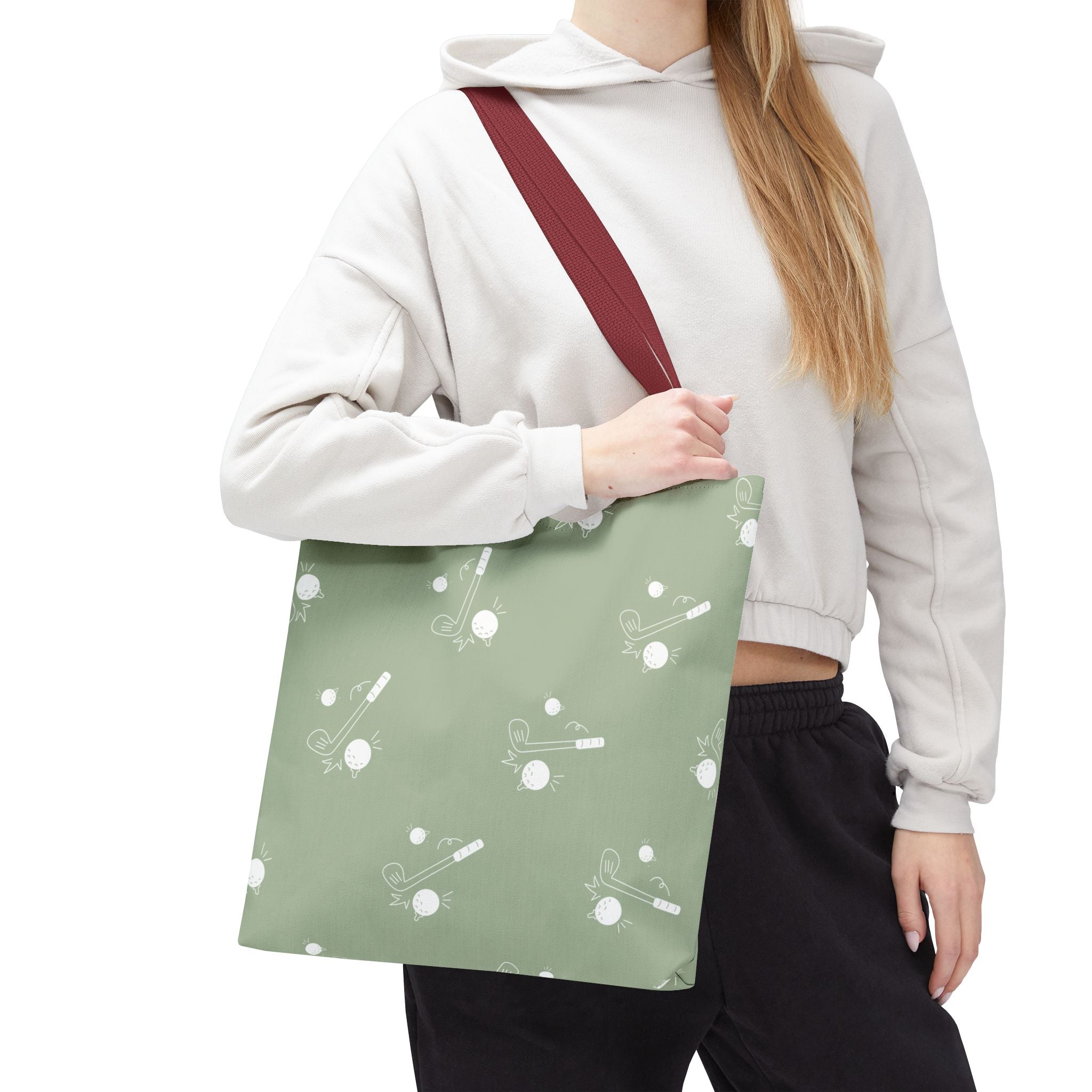 Tote Bag | Sage Green and Golf Pattern Shoulder Bag