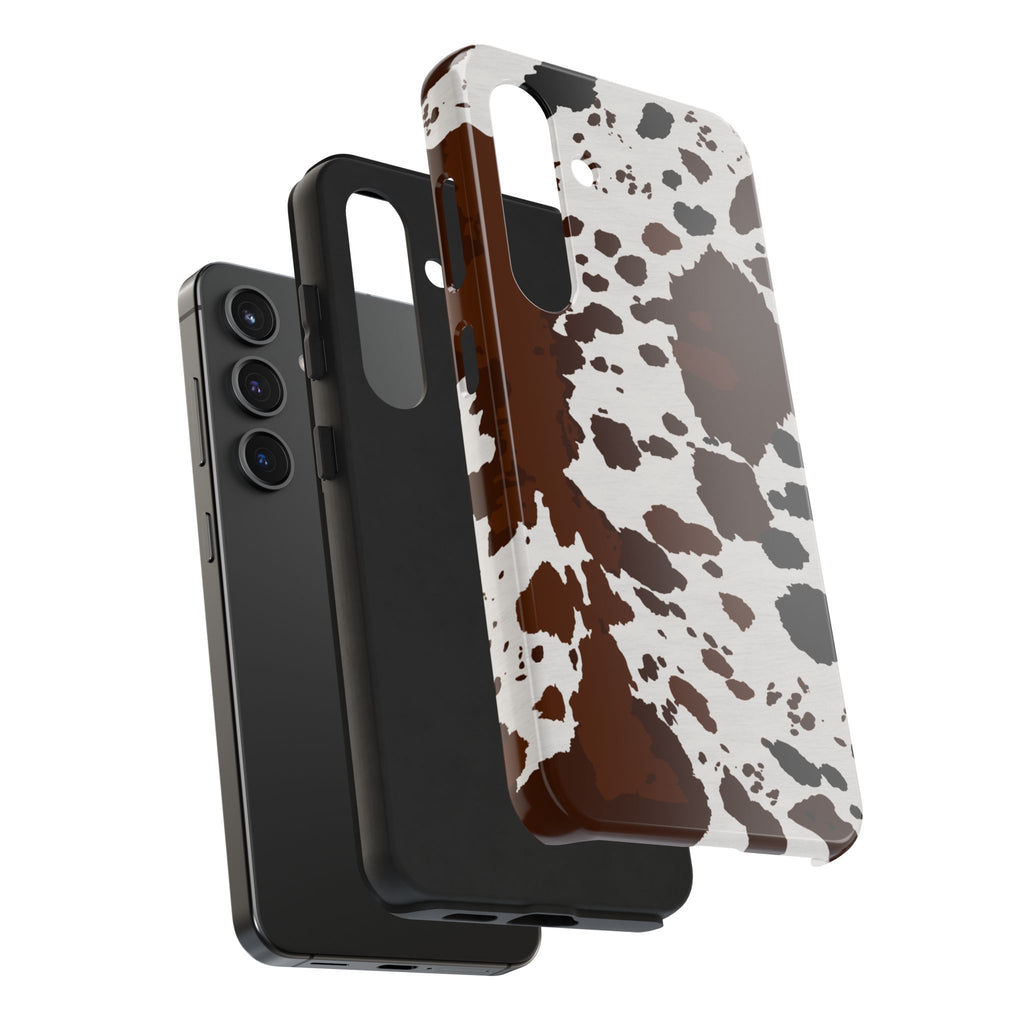 Phone Case | Brown & White Cowhide Pattern Tough Protective Cover