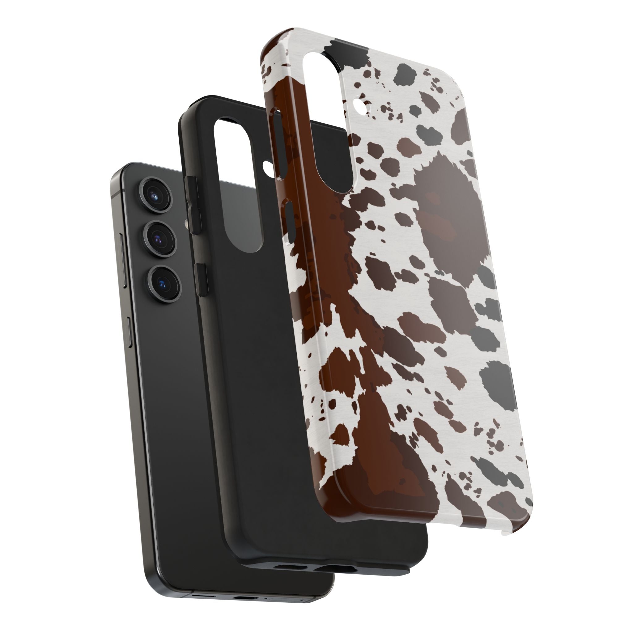 Phone Case | Brown & White Cowhide Pattern Tough Protective Cover