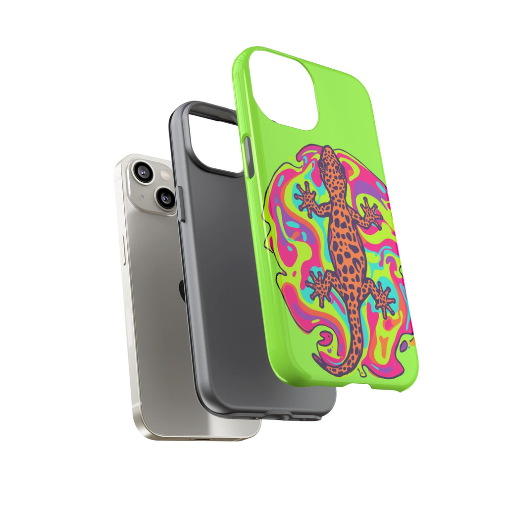 Phone Cases | Neon Leopard Gecko Swirl Phone Case
