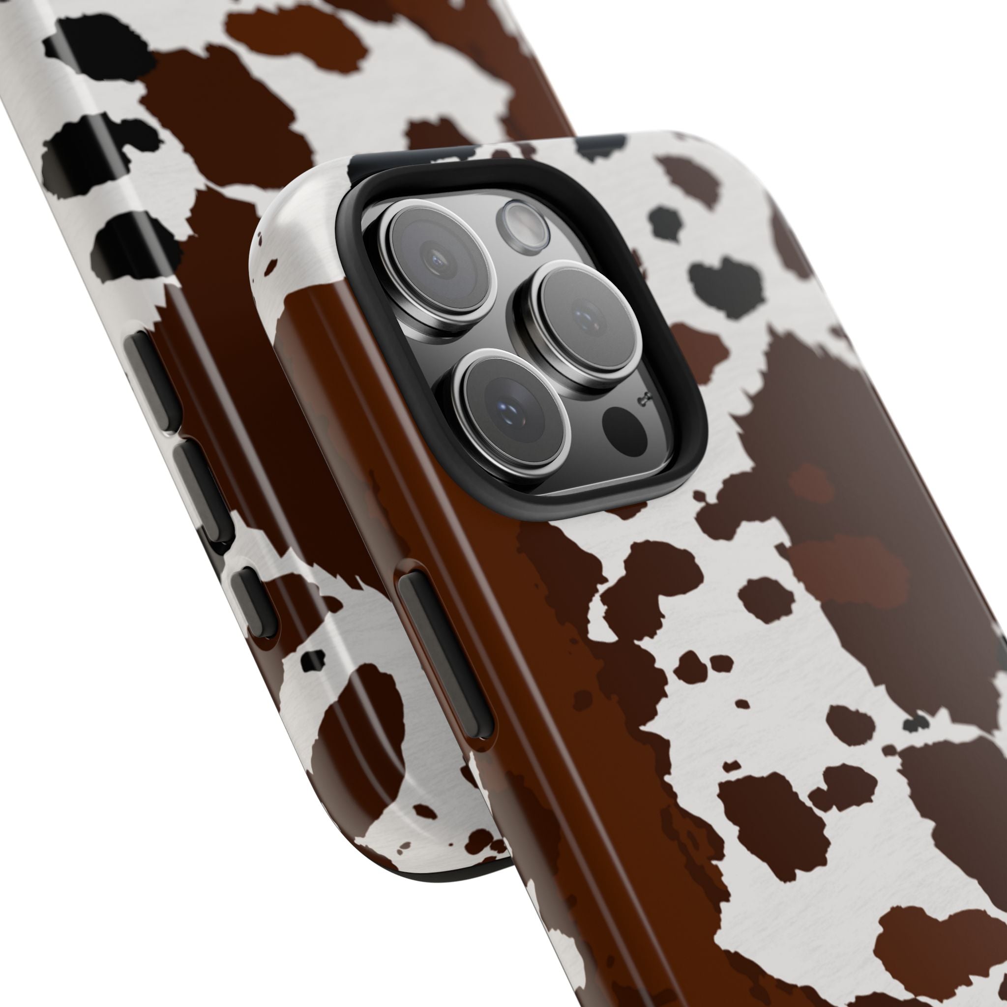 Phone Case | Brown & White Cowhide Pattern Tough Protective Cover
