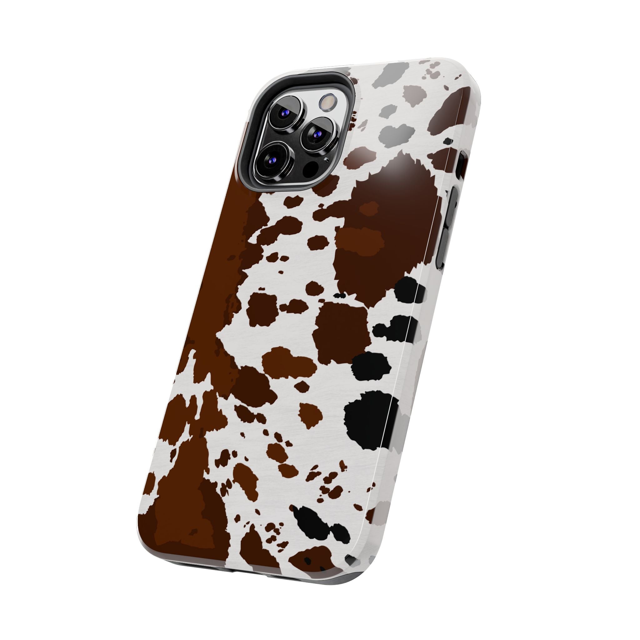 Phone Case | Brown & White Cowhide Pattern Tough Protective Cover