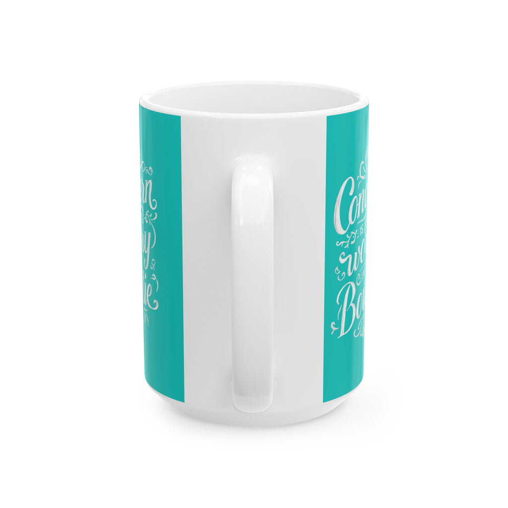 Coffee Mug | Teal Ceramic Mug 'Concern is Just Worry in a Bowtie'