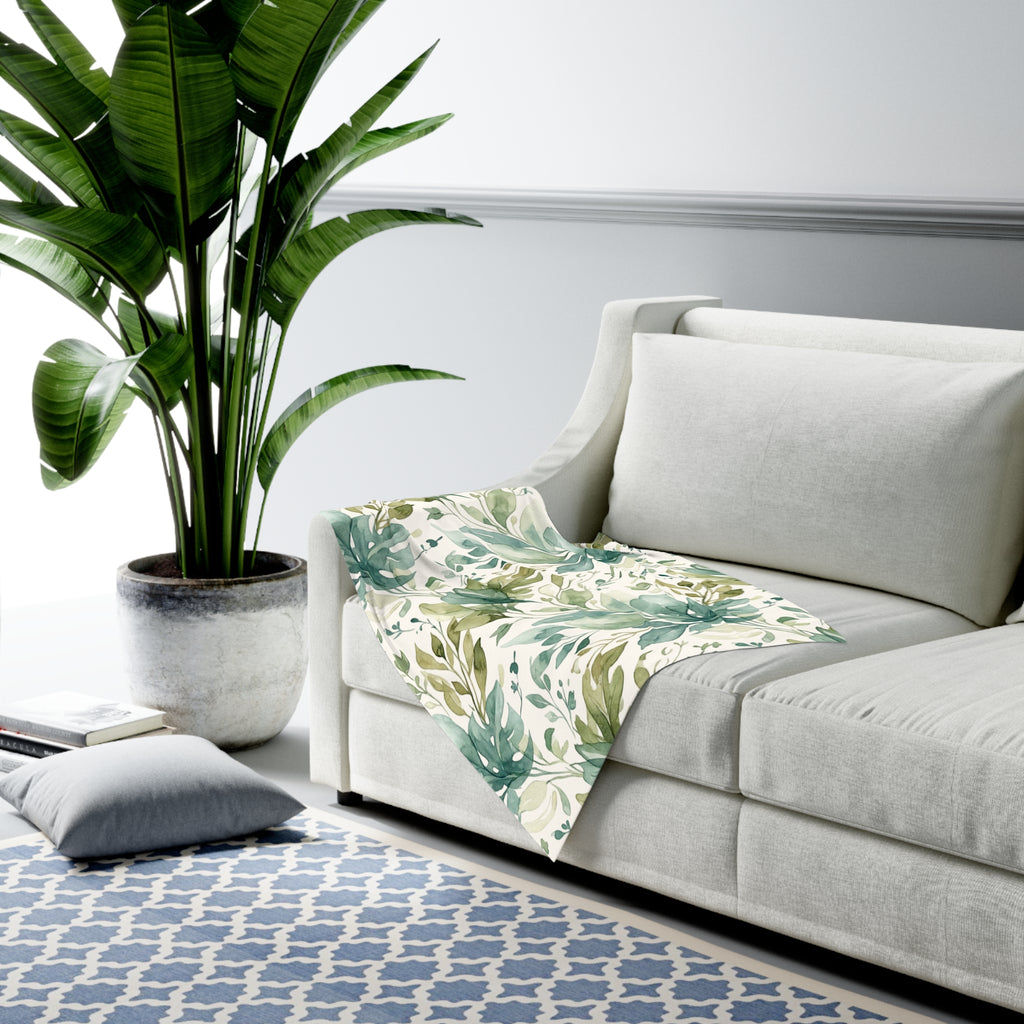 Baby Swaddle Blanket | Watercolor Botanical Greenery