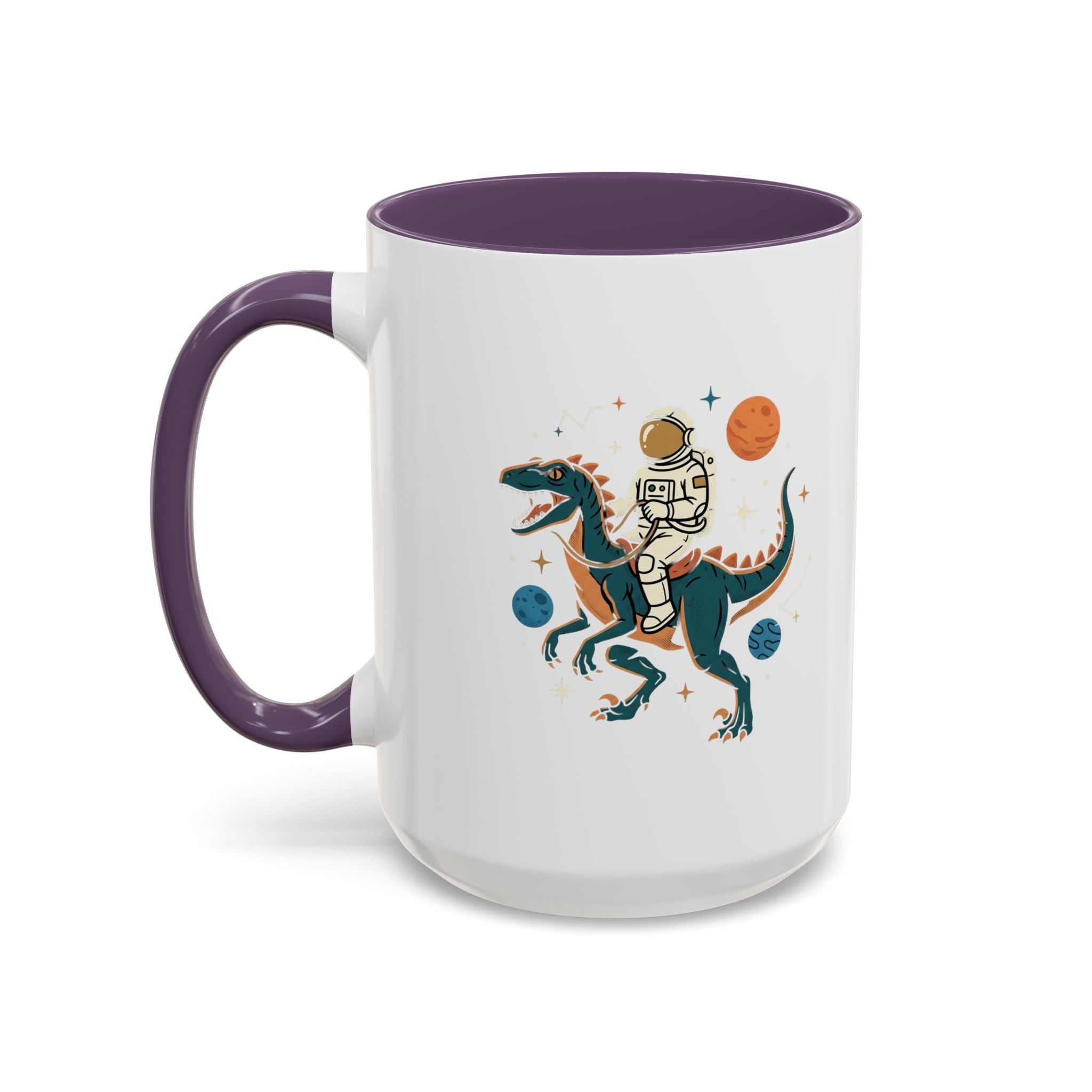 Coffee Mug | Astronaut Riding Velociraptor Accent Mug
