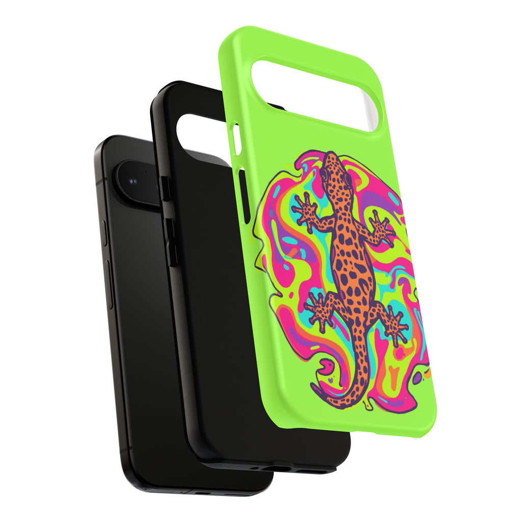 Phone Cases | Neon Leopard Gecko Swirl Phone Case