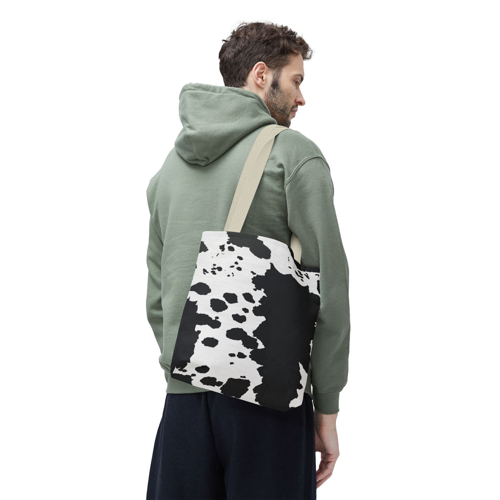 Tote Bag | Black & White Cow Print Patterned Shoulder Tote
