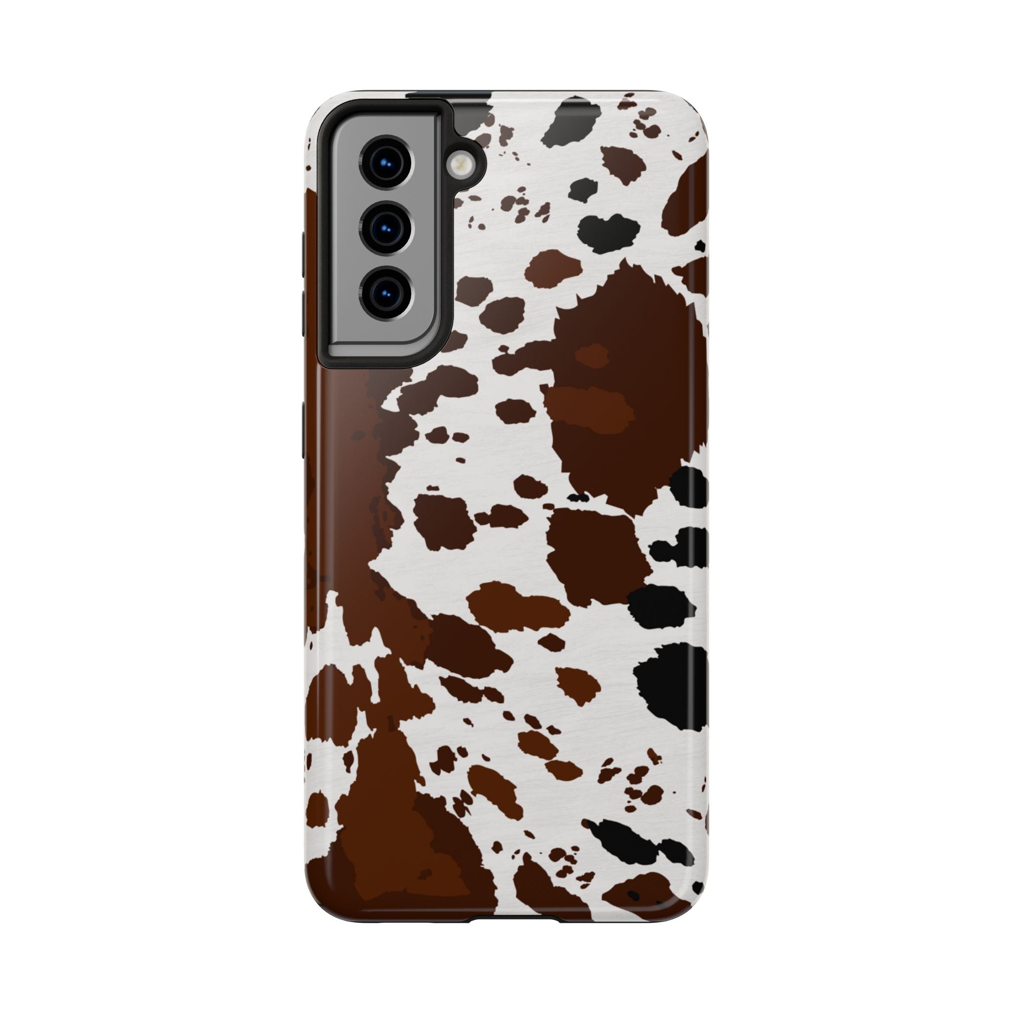 Phone Case | Brown & White Cowhide Pattern Tough Protective Cover